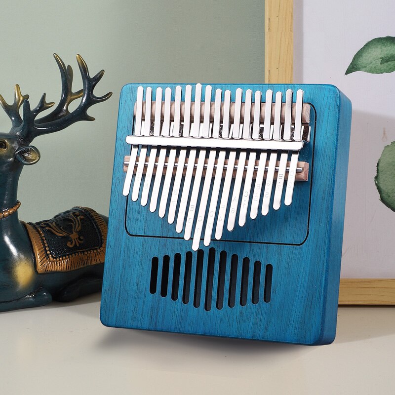 17 schlüssel Stier Kalimba Daumen Klavier Mahagoni Körper Musical Instrument beste und preis: Blau Radio