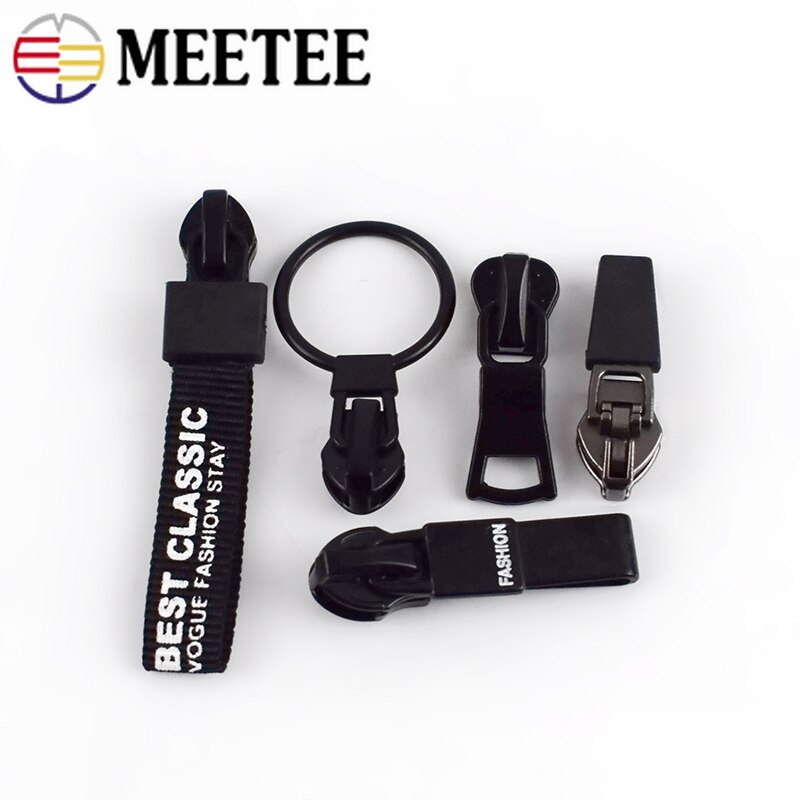 Meetee 10pcs 5# Anti-loading Zipper Sliders for Waterproof Reverse Installation for Invisible Bag Jacket Nylon Coil Zip Puller