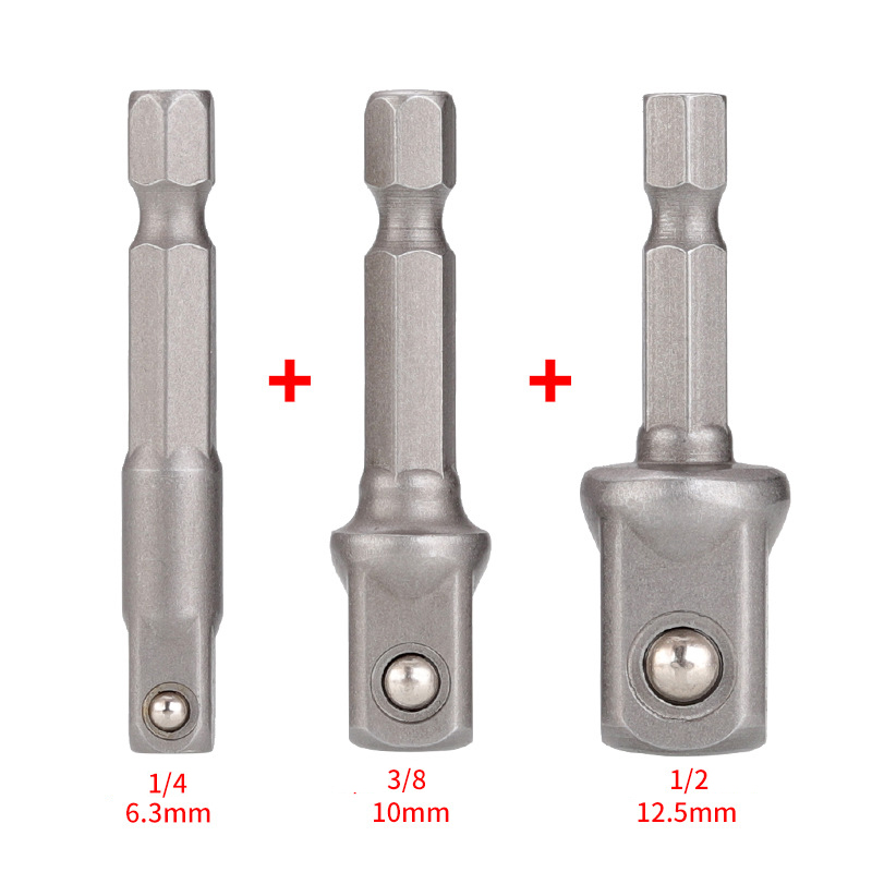 Socket Adapter Set Hex Shank to 1/4 3/8 1/2 Inch Impact Driver Drill Bits