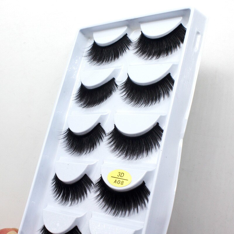 5Pairs 3D Synthetic Hair False Eyelashes Natural/Thick Long Eye Lashes Wispy Makeup Beauty Extension Tools A04: 8