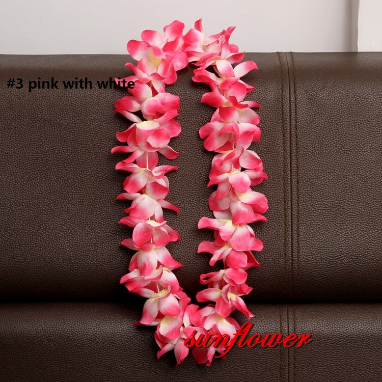 1 st hawaiianska konstgjorda blommor leis krans halsband krans självhäftande klänning hawaii strandfest dekoration påsk: Rosa