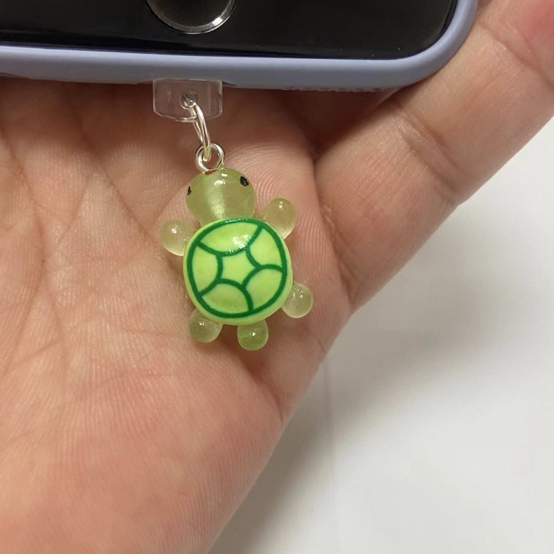 1pcs Cute Green Turtle Phone Dust plug Accessories Decoration Hanging Pendant for iPhone for Samsung Type-C Charging Port