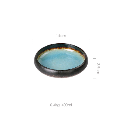 KINGLANG Kiln Ice Split Glaze Ceramic Plate Japanese Sushi Sashimi Plate Dish Salad Plate: Blue S