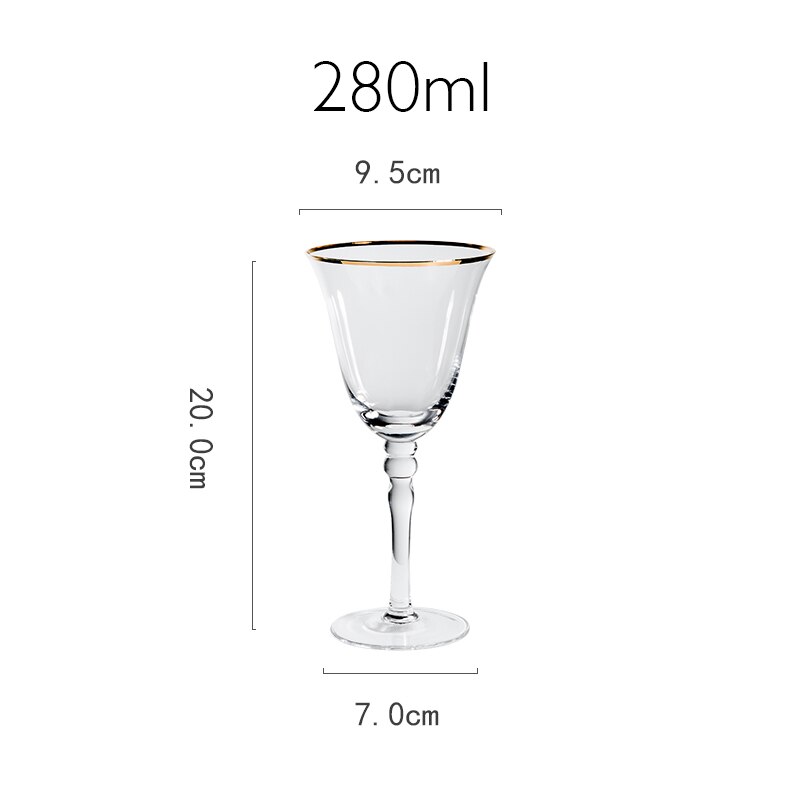 Bicchiere da vino in cristallo a bocca larga in vetro a forma di tulipano contralto bicchieri da vino dolce liquore Brandy Sherry tazza festa casa ristorante calice da bere: oro 280ml