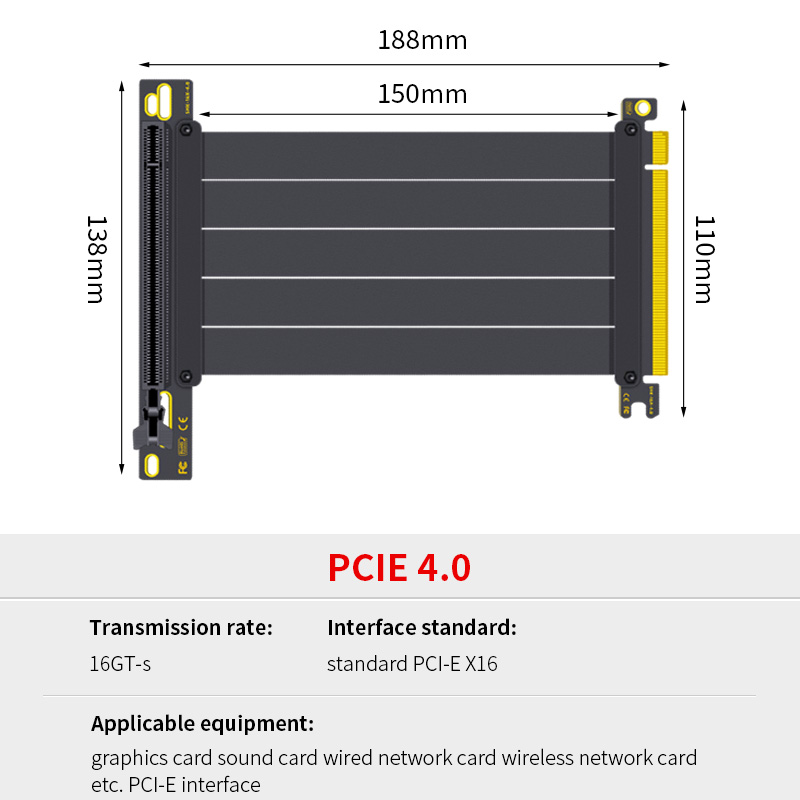 TEUCER PCI-E Gen 4.0 3.0 16X Riser Video Graphics Card Shielded Flexible 90° Mounting GPU Lossless Mount Extension Cable 15/20cm: green