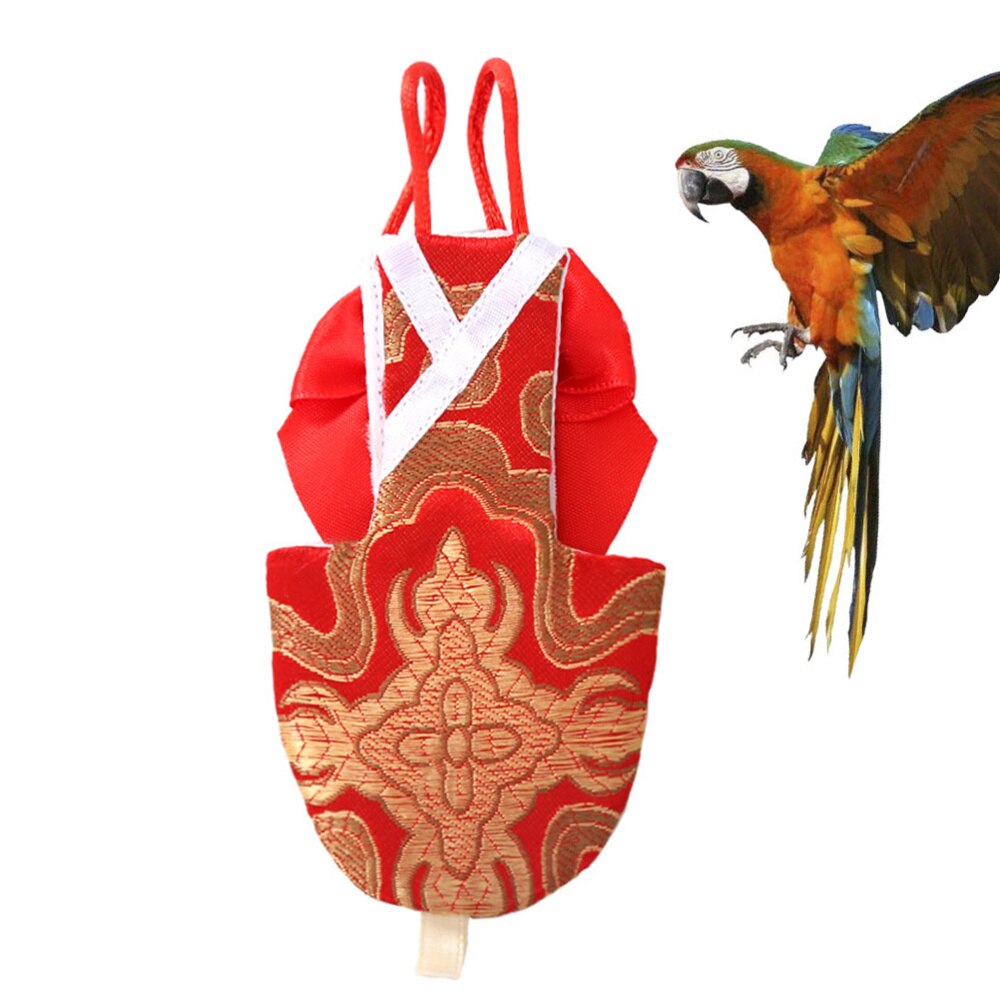 Pet Parrot Clothes Parrot Diaper Bird Pant Cute Pet Flying Suit Pilot Clothing for Cockatiel Parakeet (Size XS, Red)