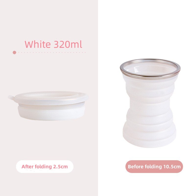 Copo dobrável de silicone portátil com cordão resistente ao calor copos dobráveis tampa dobrável caneca de viagem de armazenamento para água quente: Transparente
