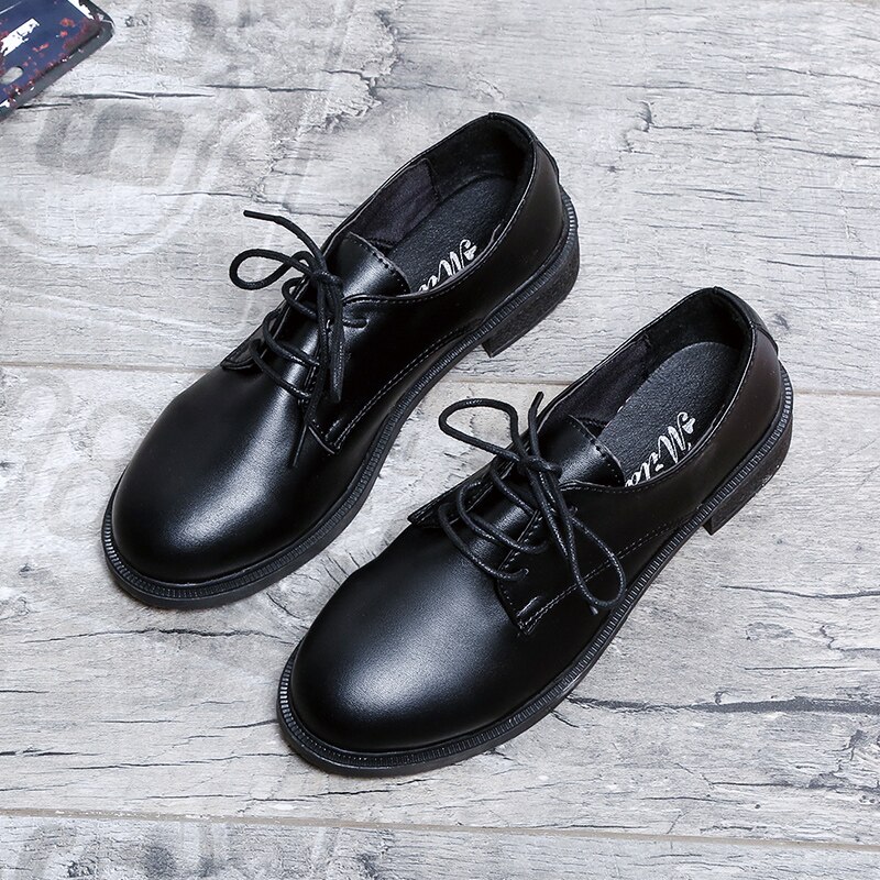 Zapatos planos de charol de estilo británico mocasines de Mujer Zapatos de tacón grueso de punta redonda para mujer zapatos: Gris / 39