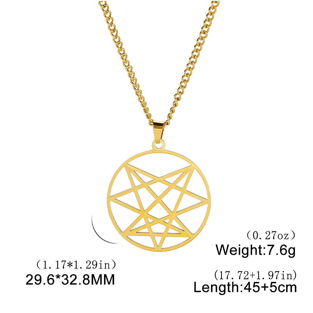 Dawapara Order of The Nine Angels Satanic Pendant Necklaces Sacred Geometric Enneagram Amulet Stainless Steel Jewelry