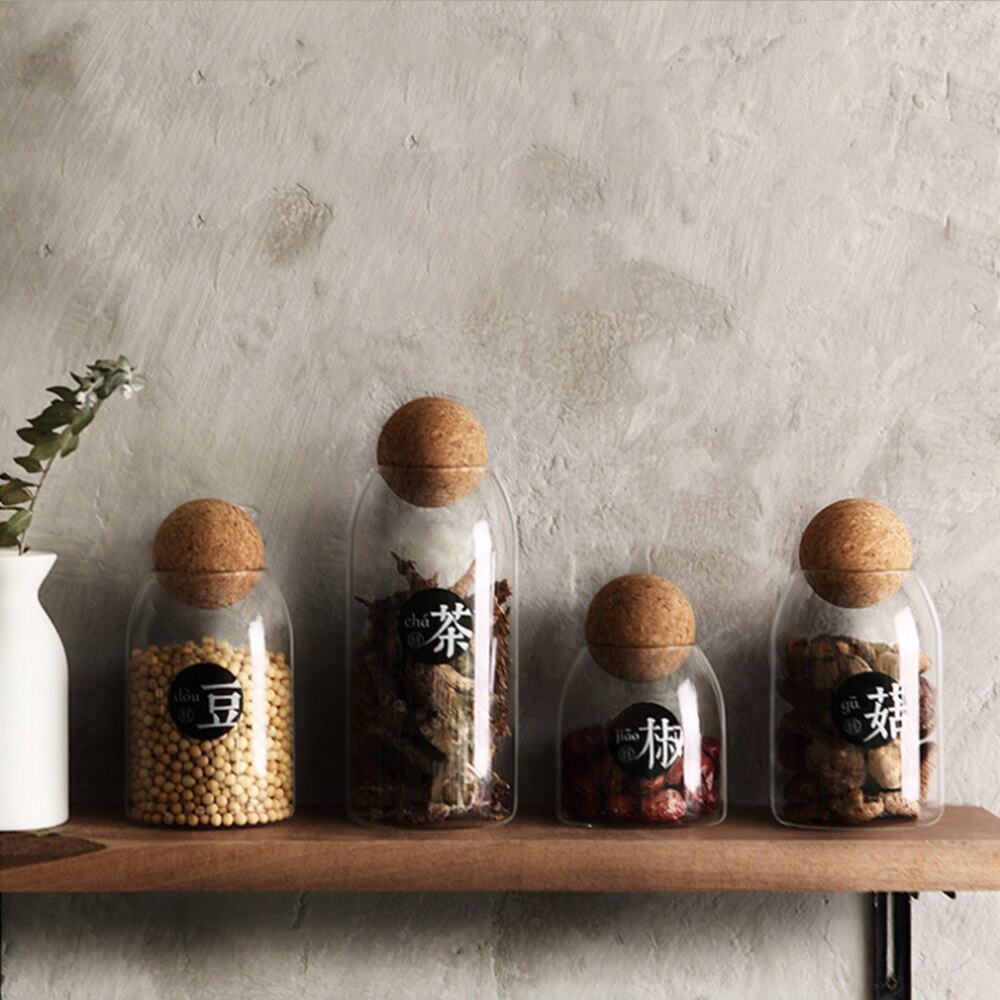 kitchen glass storage bottles,bulk products Jars with lid spices Sugar tea coffee container receive Organizer Cans