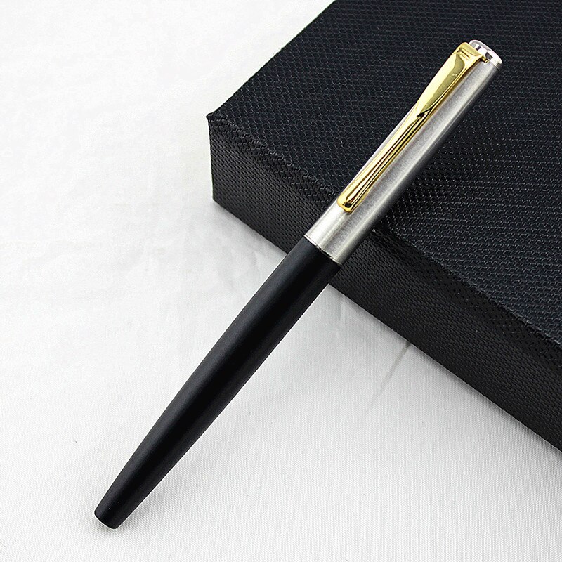 Luxury blue Business Metal Fountain Pen Nib Medium black Clip School Supplies: I