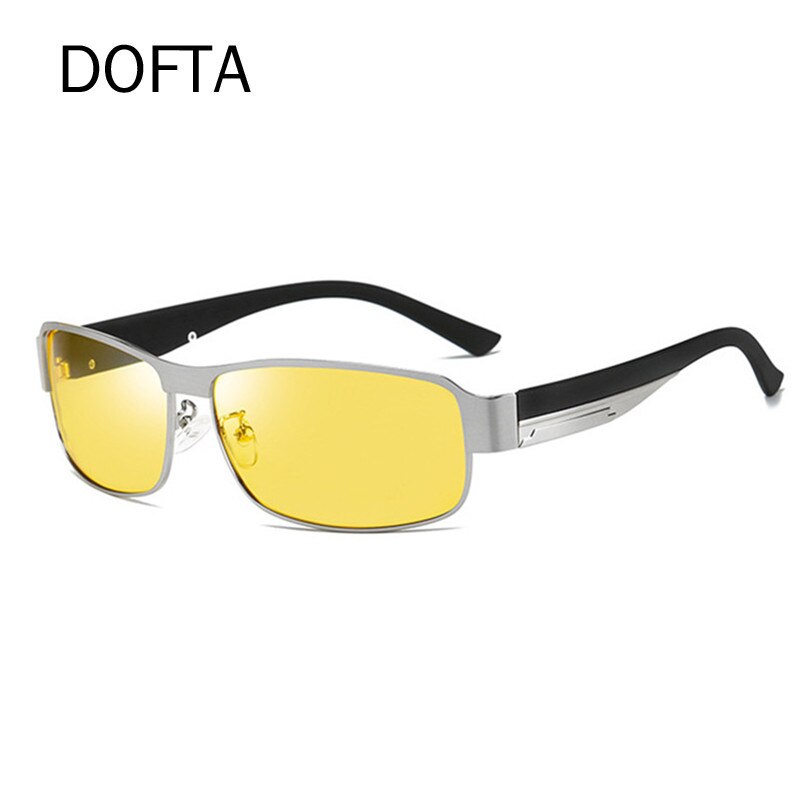 Dofta polariserede fotokromiske solbriller nattesynsbriller mænd dag og nat kørebriller mænd vintage aluminium  uv400 9516: Sølv
