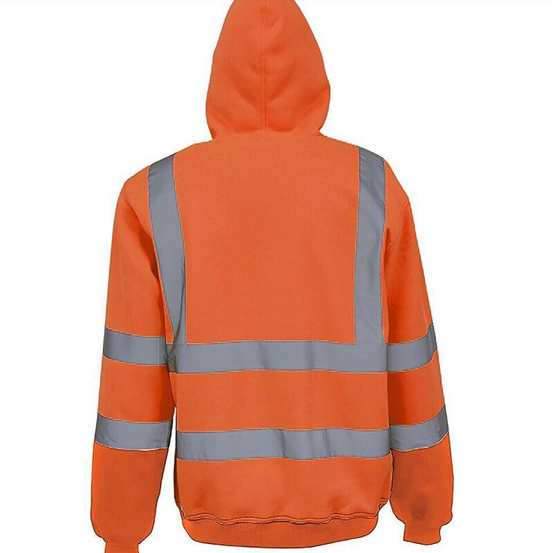 Men's High Visibility Safety Hooded Reflective Hoodies Workwear Pullover Fleece With Reflective Tripes Workwear Sweatshirts Male