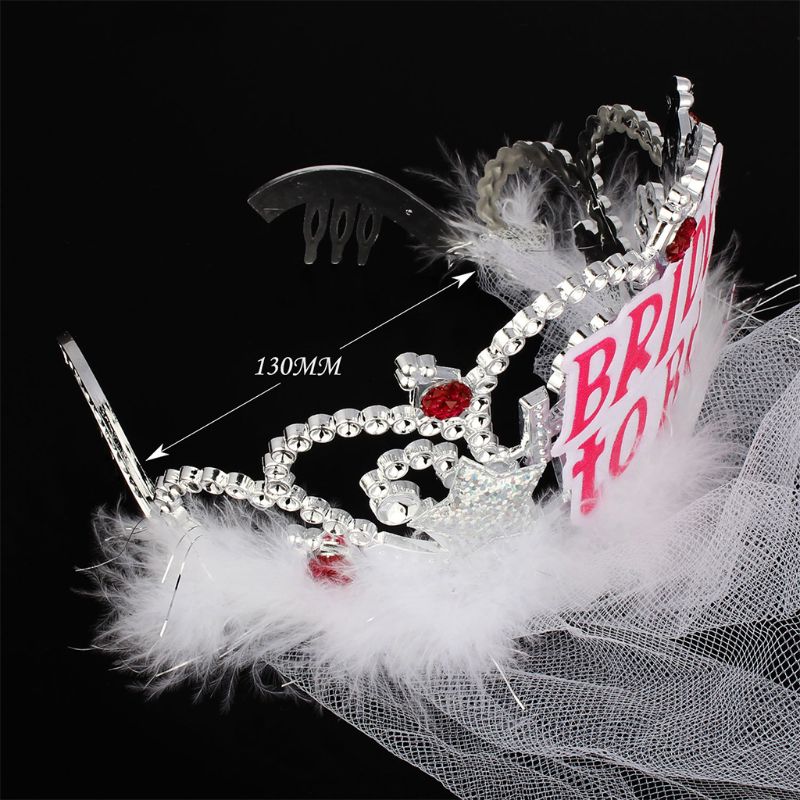 Bruid Om Crown Tiara Kant Sluier Veer Haar Hoepel Meisje Bachelor Night Party Voordat Bruiloft Decor Accessoires