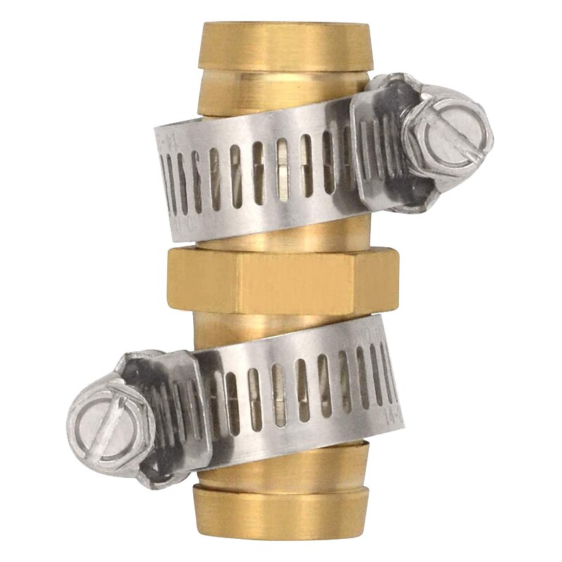 Gardening 5 Pair Brass 3/4 Inch Garden Hose Mender Repair Male Female Connector with Clamps
