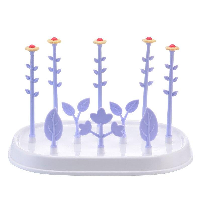 Babyflaskor torkställ blomma flaskor torkhylla flaska torkning trädtork för flaskor avtagbar babyflaskhållare matning: Lila