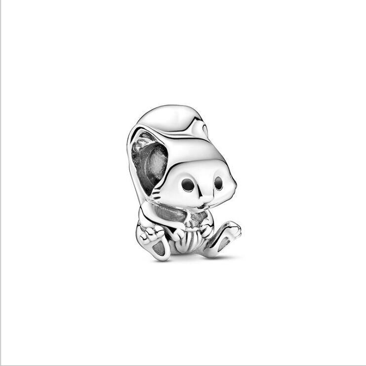 925 Sterling Silver Beads Animal Lion Snake Llama Fox Dog Charm Fit Pan Bangle Bracelet DIY Women Jewelry: Squirrel