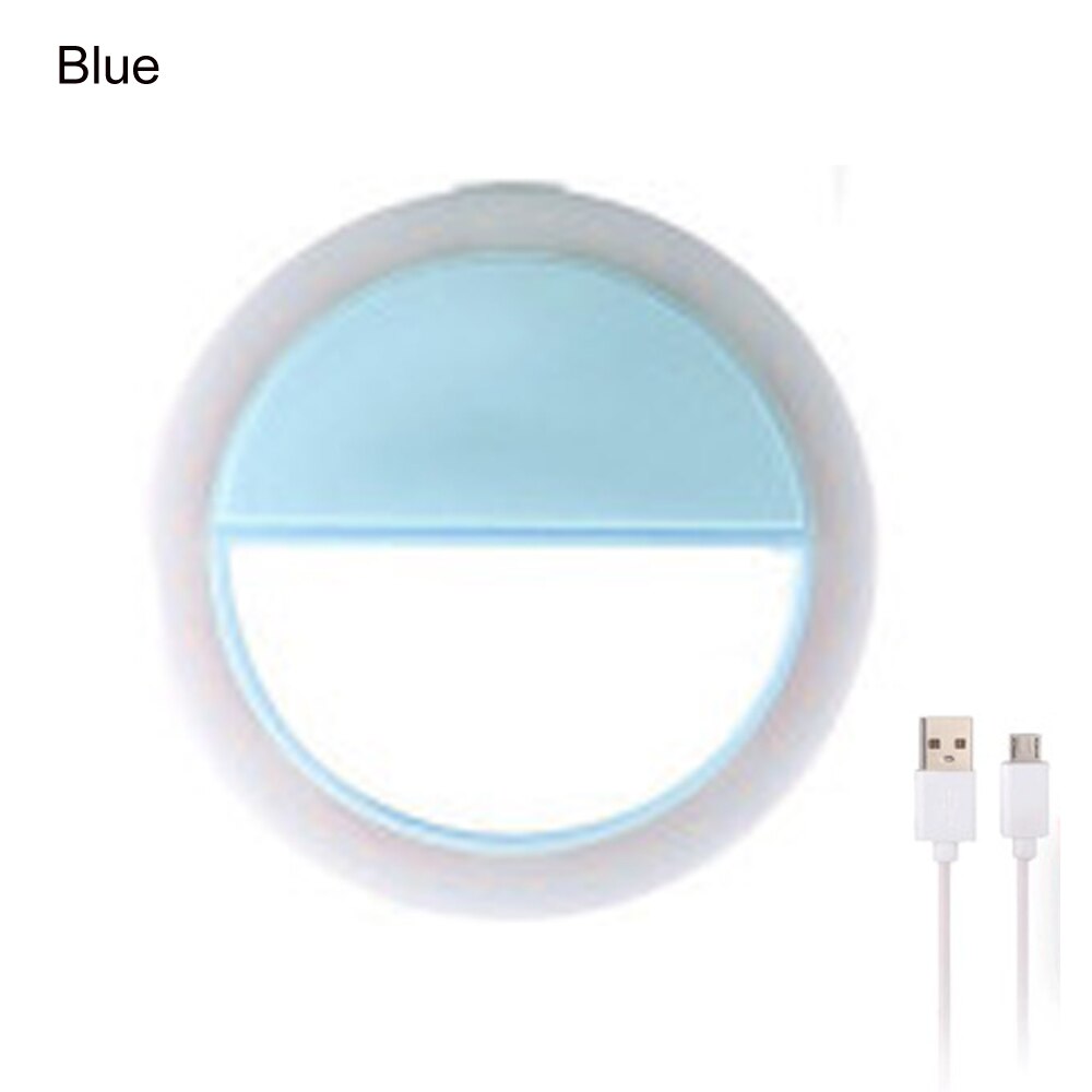 Universal Selfie Lamp Mobile Phone Lens Portable Flash Ring for iPhone Andriod Ring Light Selfie Fill Light Enhancing USB Charge: Blue