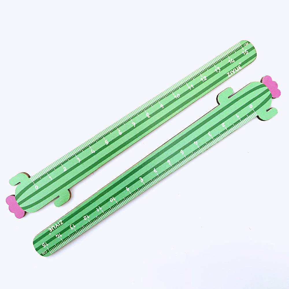 Fresh Cactus Love Student Stationery Wooden Measure Ruler Kids Metric Tool Rewarding