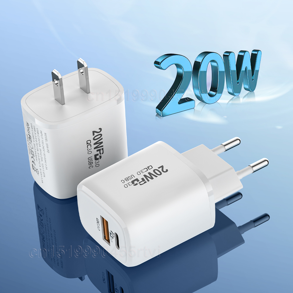 20W USB Type C Fast Charger For iPhone 13 12 Pro Quick Charge 4.0 QC3.0 PD USB Type C Fast Charging Travel Wall Charger EU/US