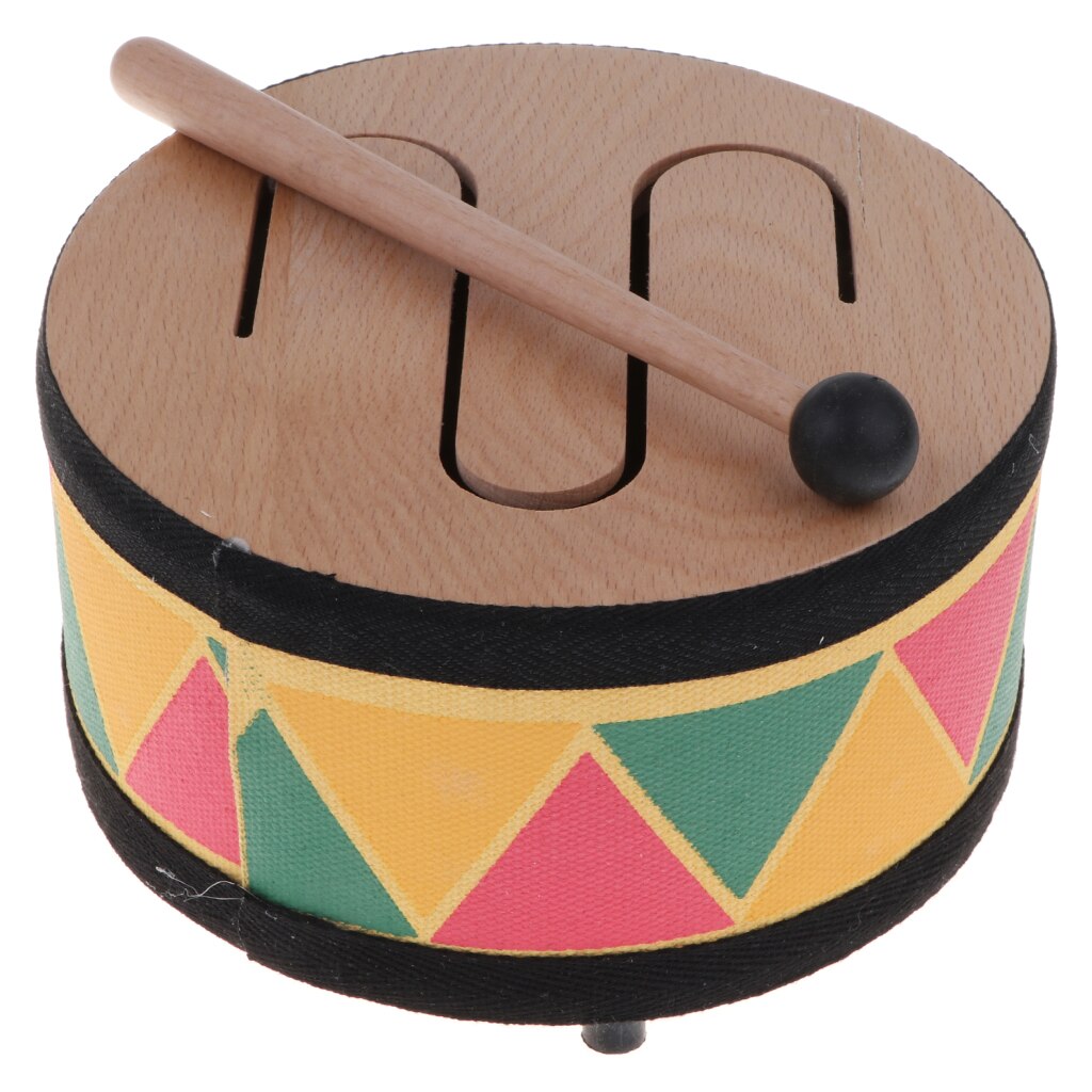 Instrumento de percusión de tambor redondo de tres tonos de madera, Juguete Musical para niños,