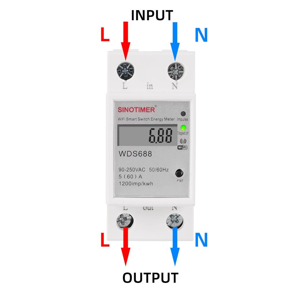 WDS688 Digital Electric Consumption kWh Din Rail Smart Energy Meter WiFi Smart Energy Meter App Watt Remote Control 110V 220V AC