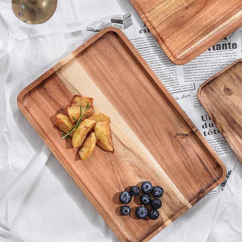 Wooden Pallets Fruit Vegetable Food Plate Storage Tray Hotel Breakfast Bread Display Tray Kitchen Accessories Supplies