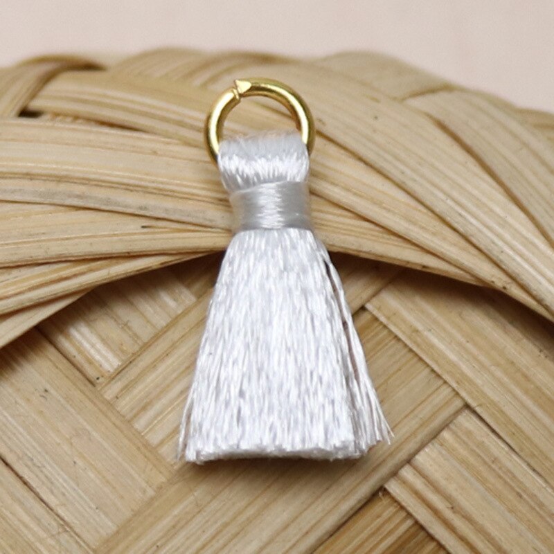 Colgante de borlas de hilo de algodón de 2cm, accesorio de joyería, con adornos de flecos pequeños, para manualidades, DIY, 20 piezas: Blanco