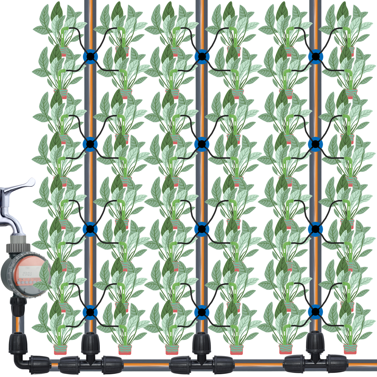 Greenhouse 40M/20M 4-Way 4L Drip Arrow Irrigation Transmitter Dripper Sprinkler irrigation System Potted Planting Yard 10/20sets