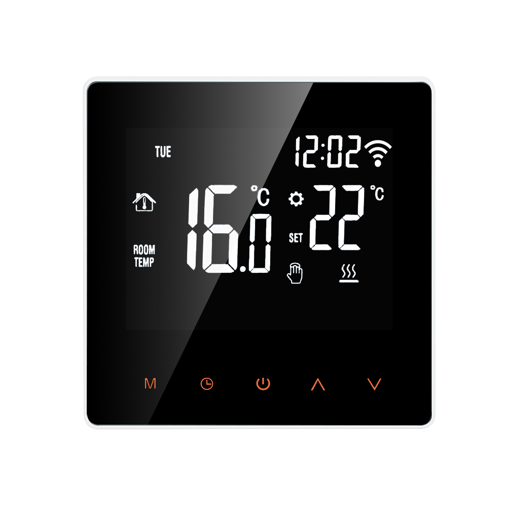 Smart wifi termostat temperaturregulator lcd berøringsskærm programmerbar rumtermostat elektrisk gulvvarme termostat: Hvid wi-fi
