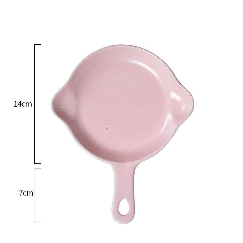 Nordisk keramisk morgenmadstallerken bageplade porcelænsservice tallerken med håndtag husholdnings lille bøf skive hjemmeservice værktøj: Rund-lyserød