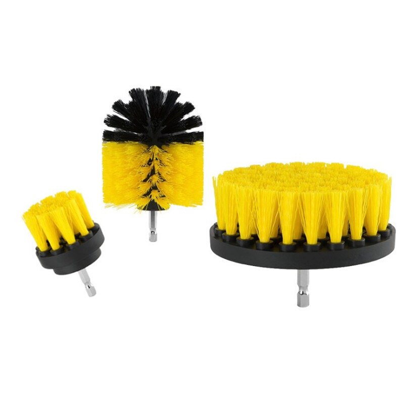 3Pcs Ronde Volledige Elektrische Haren Boor Borstel Rotary Cleaning Tool Set Scrubber Schoonmaak Tool Borstels Wasstraat Hulpmiddel: Default Title