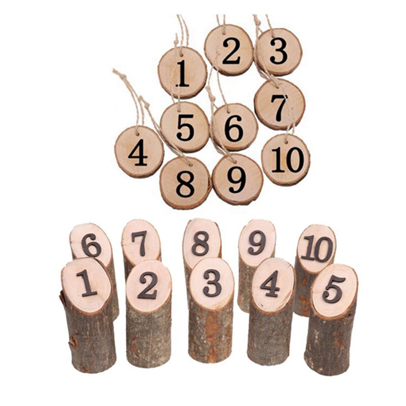 1-10 Wooden Table Numbers & 1-10 Numbers Wooden Hanging Table Cards Place Holder Table Number Figure Card Digital Seat