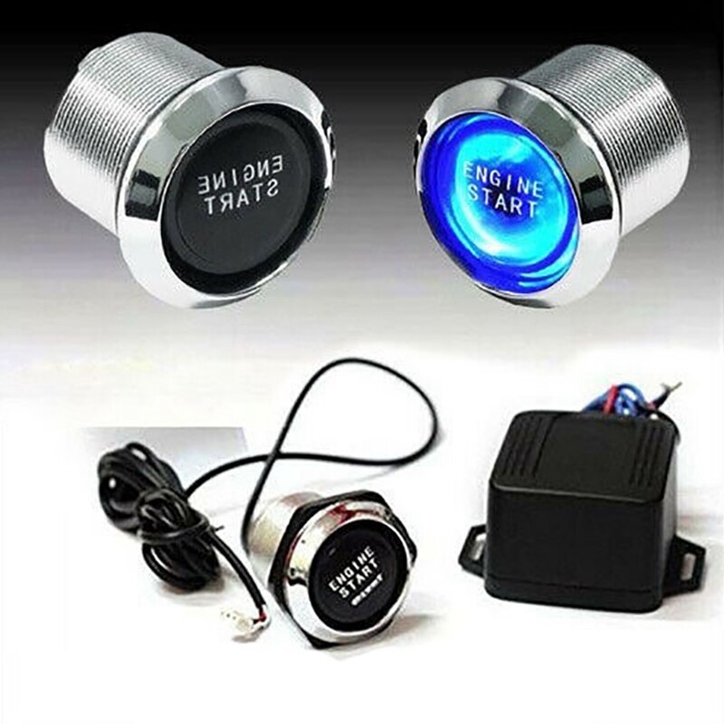 Universal For Car Engine Start Push Button Switch Ignition Starter Kit Blue LED Car Check Eengine Light