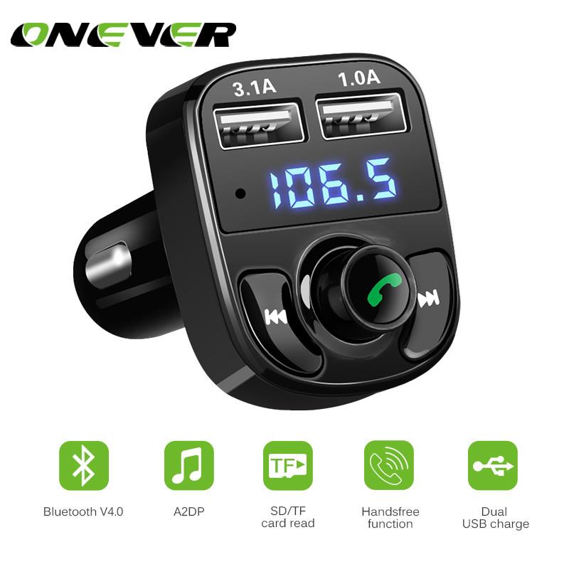 Onever 4.1A Dual USB Multifunctionele Auto Bluetooth MP3 Player Wireless Handsfree Fm-zender Modulator Carkit USB Autolader