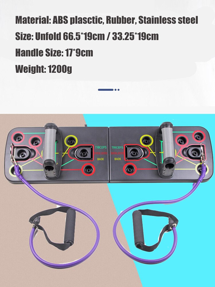 9 In 1 Push Up Rack Board With Latex Resistance Bands Body Building Board System Fitness Comprehensive Indoor Training Gym