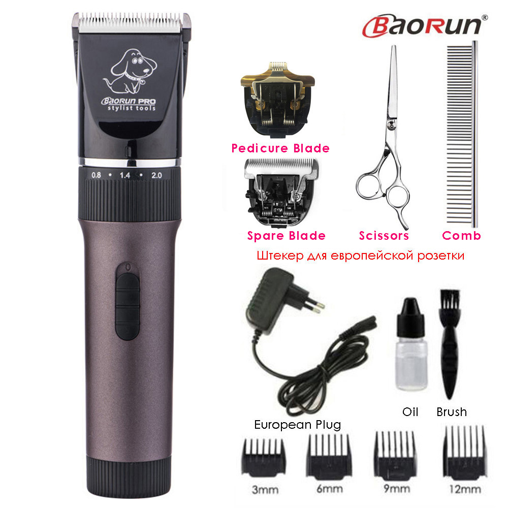 Pet Hair Trimmer Electric Rechargeable Cat Dog Clipper Grooming Cutters Powerful Shaver Machine For Animal 110-240V: Coffee Full Kit