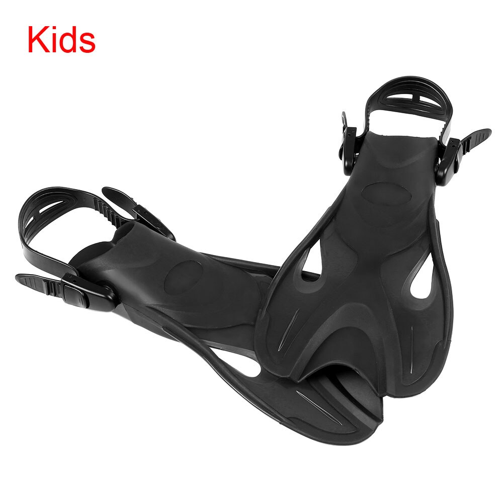 erwachsene/Kinder Anti-slip Schwimmen Flossen Verstellbaren Riemen Tauchen Flossen Offener Ferse Schwimmen Flossen Flossen Schnorcheln Scuba ausrüstung: kids black / S/m
