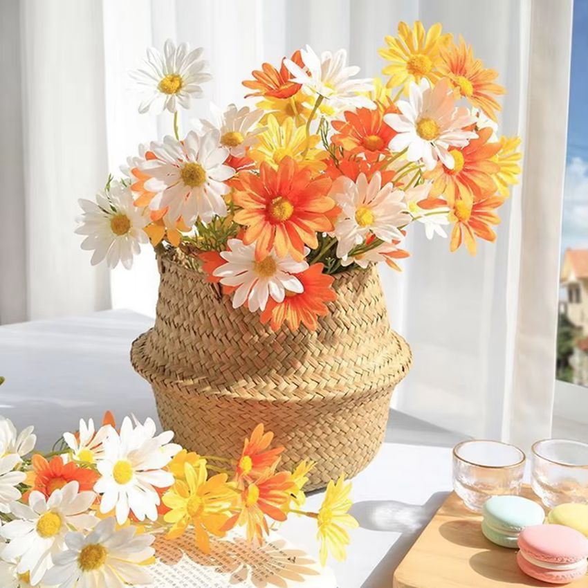 Flores artificiales, margaritas de seda, fiestas de novias baratas, bodas, bodas, mesa de jardín, decoración, , accesorios para plantas de escenario