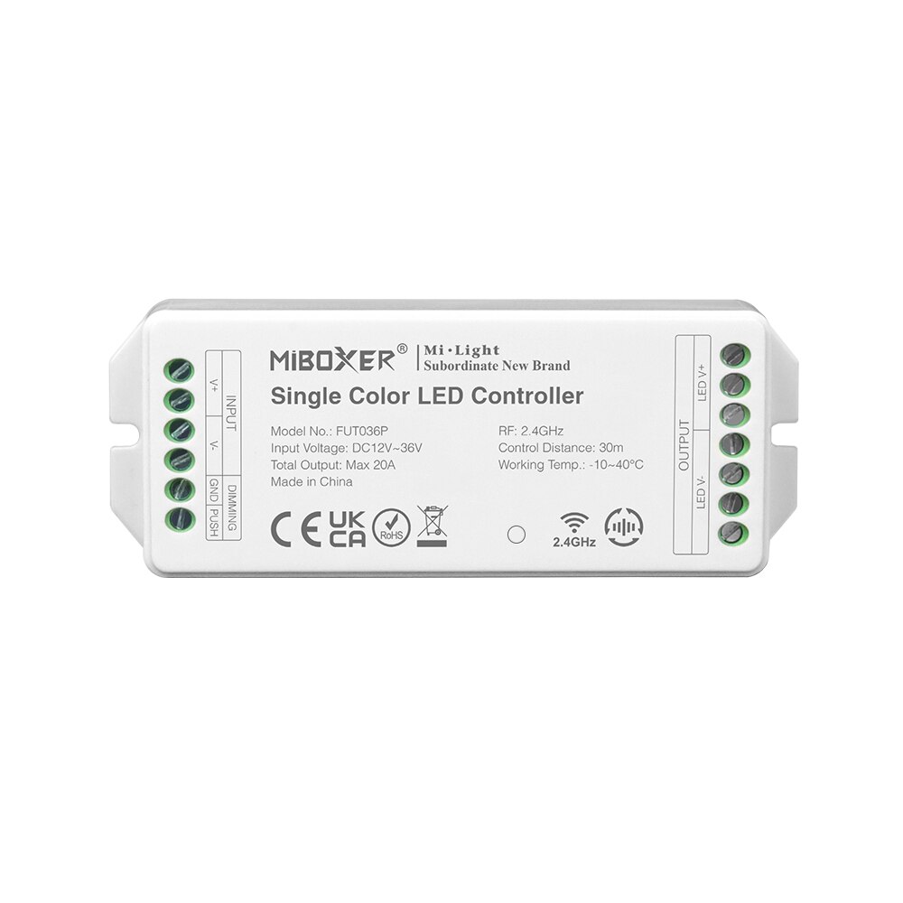 Miboxer High Current Output LED Controller 12V 24V 36V 20A Single Color/Dual White/RGB/RGBW/RGB+CCT LED Strip Lights Tape Dimmer: DIM FUT036P