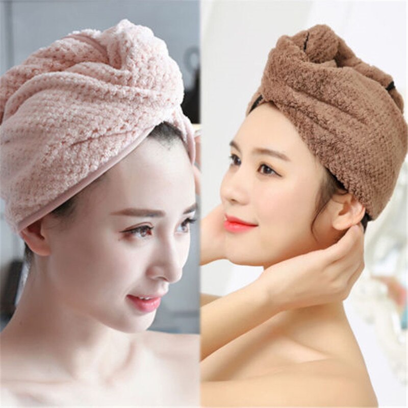 Turbante giro seco ducha de microfibra toalla para envolver el cabello secado Spa baño cabeza de HatR