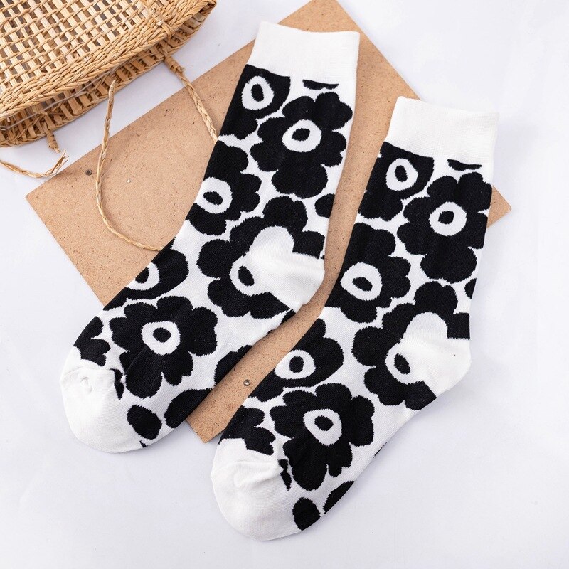 Cute striped socks funny cow print cartoon casual socks cute animals chaussettes kawaii happy deodorant socks: D