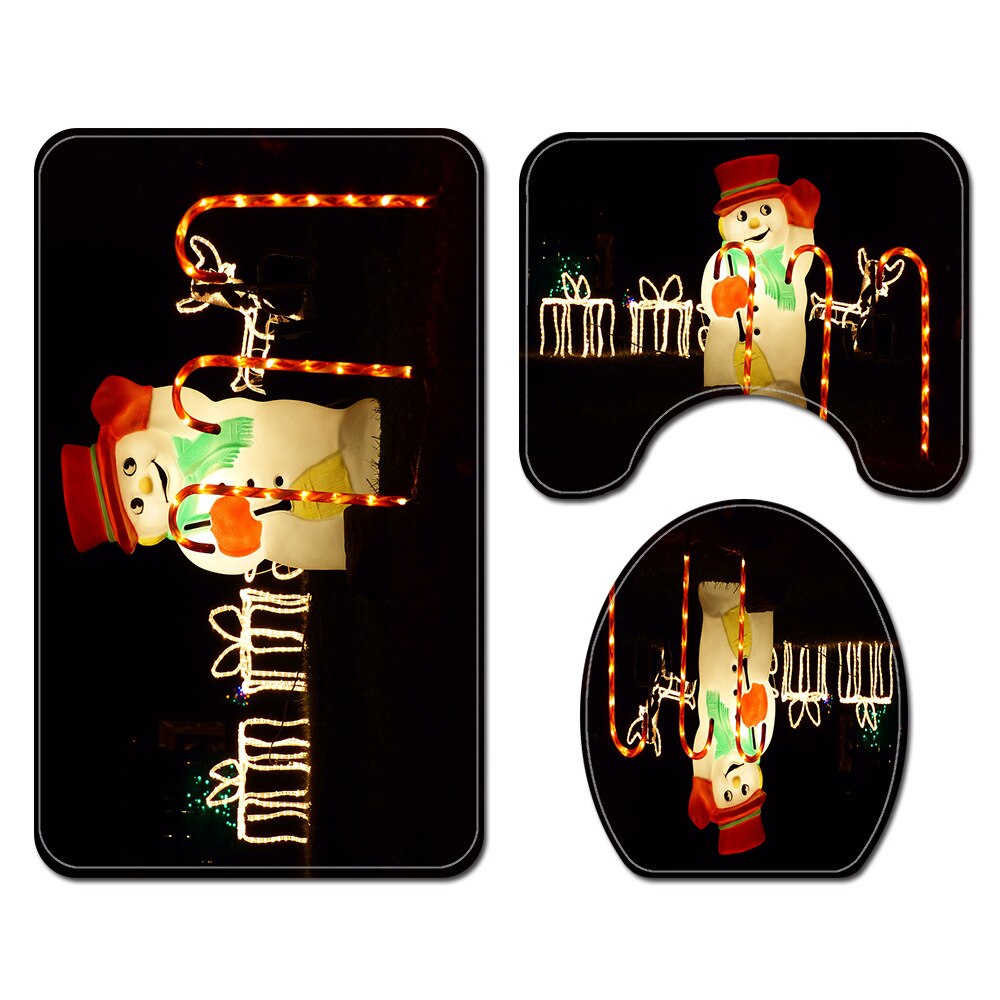 Kerst Badkamer Mat Douchegordijn Gedrukt Douchegordijn Sneeuwpop Bad Mat Anti Slip Mat Microfiber Badkamer Bad Rug: Bath Mats-293