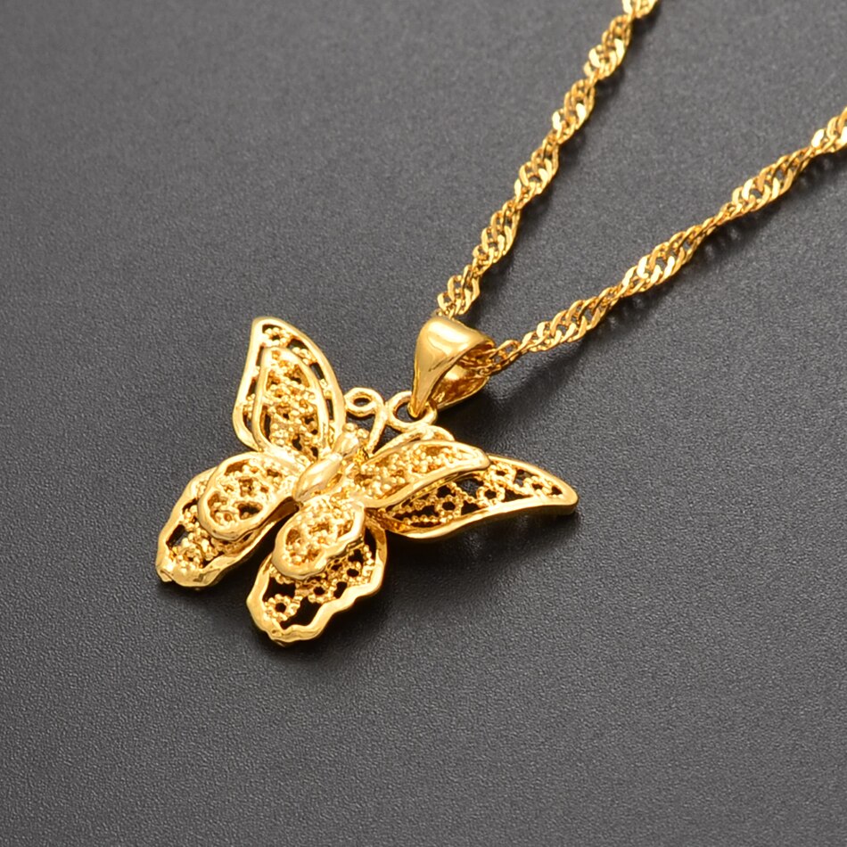 Anniyo Pendenti E Ciondoli Del Pendente Della Farfalla Collane A Catena Della Ragazza Delle Donne di colore Argento/Oro di colore Farfalle Gioielli di Moda D'avanguardia PNG Regali #006209P