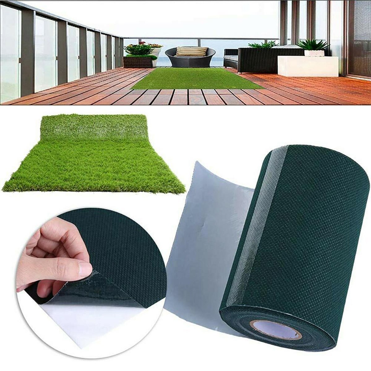 15cm konstgräs självhäftande tyg non-woven stark vidhäftning halkfri öka friktion gräsmatta självhäftande tejp