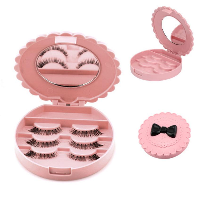 1 x- delige acryl schattige strik nepwimpers opbergdoos make-up cosmetische spiegel organizer 2018 j 31