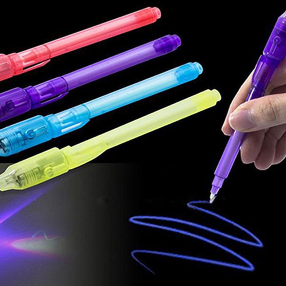 7 Pcs Uv Licht Pen Set Onzichtbare Inkt Pen Kids Spy Speelgoed Pen Met Ingebouwde Uv Licht en Veiligheid Markering
