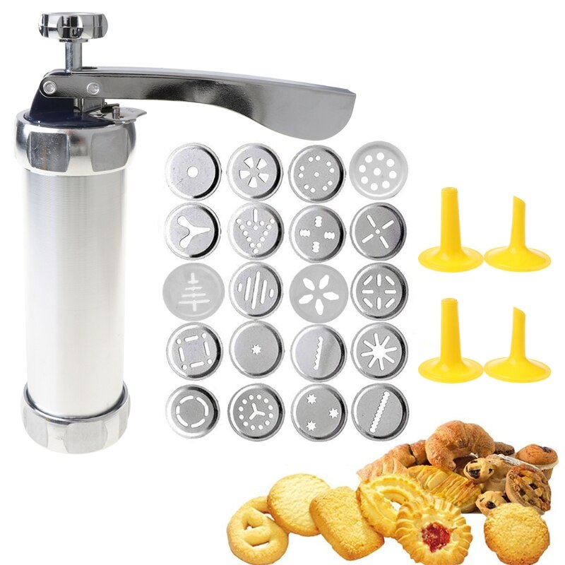 Cookie Pers, Cookie Pers Gun Kit, diy Biscuit Maker En Churro Maker Met 20 Decoratieve Stencil Discs En 4 Icing Tips