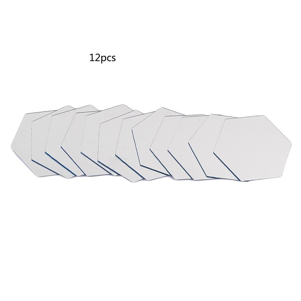 12 Pieces Self Adhesive Reflective Acrylic Wall Sticker Hexagon Stereo Mirror For Mirror Decals Home Decor