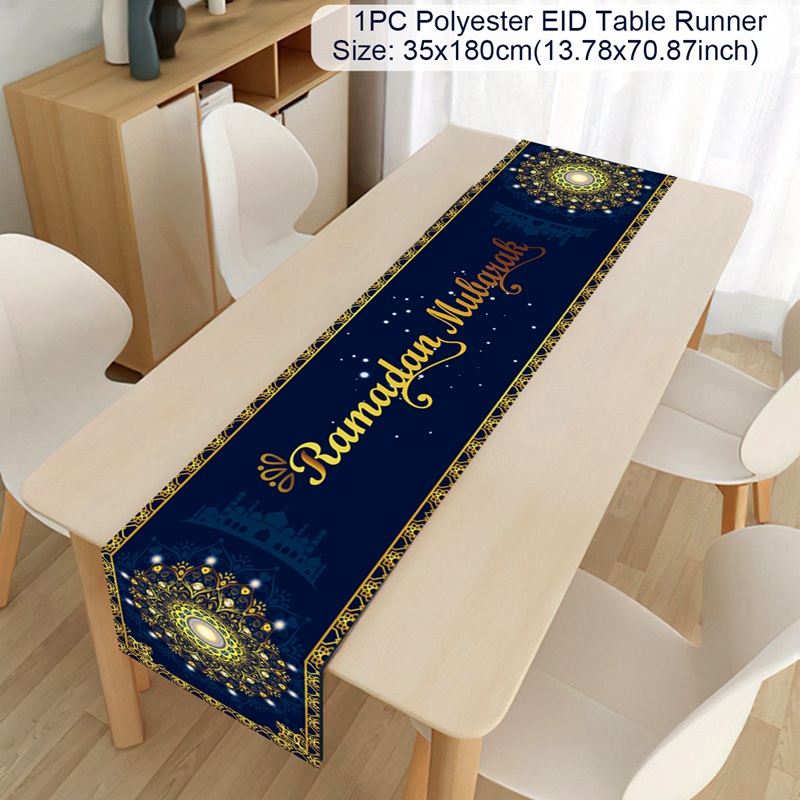 Camino de mesa Eid Mubarak, decoración de Ramadán 2025 para el hogar, Ramadán Kareem, Ramadán Mubarak, musulmana islámica, de Eid al-fitr: Verde militar